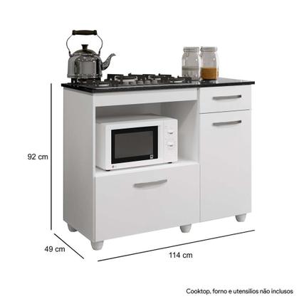 Imagem de Balcão de Cozinha para Cooktop 4 Bocas 2 Portas 1 Gaveta Violeta Branco - Kaiki Moveis