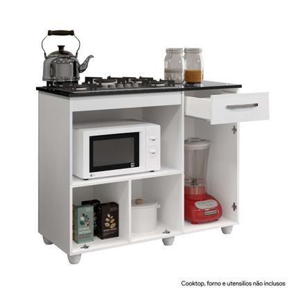 Imagem de Balcão de Cozinha para Cooktop 4 Bocas 2 Portas 1 Gaveta Violeta Branco - Kaiki Moveis