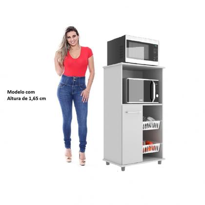 Imagem de Balcão de Cozinha para Forno e Fruteira com 2 Cestos Branco