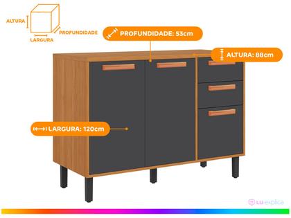 Imagem de Balcão de Cozinha para Forno ou Micro-ondas Itatiaia 3 Portas 2 Gavetas Nápoles