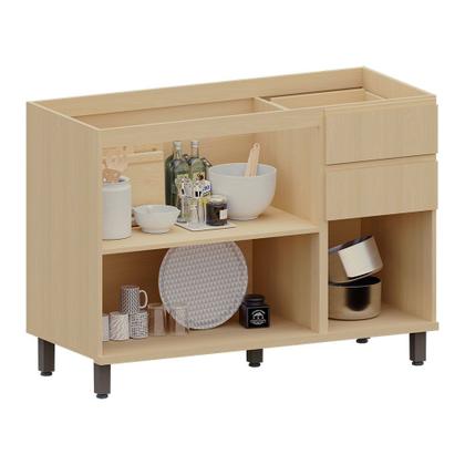 Imagem de Balcão de Cozinha para Pia 100 MDF 3 Portas e 2 Gavetas sem Tampo 120cm Aura Luciane Móveis