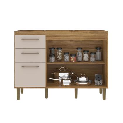 Imagem de Balcão de Cozinha para Pia 120 Cm 2 Portas 3 Gavetas Ipê/Cristalo - Decibal