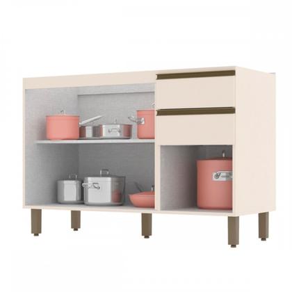 Imagem de Balcão de Cozinha para Pia 120 Cm Connect 3 Portas 2 Gavetas 100% Mdf Off White C66 - Henn