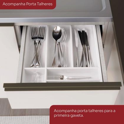 Imagem de Balcão de Cozinha para Pia 120 Cm Connect 3 Portas 2 Gavetas 100% Mdf Off White C66 - Henn