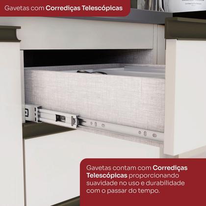 Imagem de Balcão de Cozinha para Pia 120 Cm Connect 3 Portas 2 Gavetas 100% Mdf Off White C66 - Henn