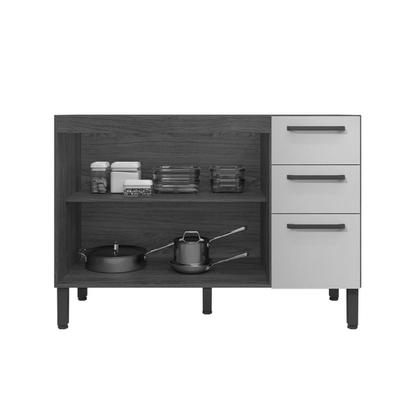 Imagem de Balcão de Cozinha para Pia 120 Cm Mad Versalhes 3 Portas 2 Gavetas Freijó/Gris - Kits Paraná
