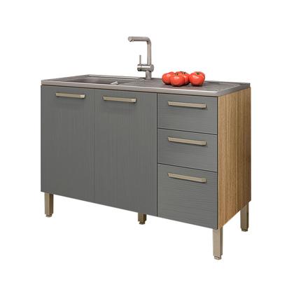 Imagem de Balcão de Cozinha para Pia 120 Cm Mad Versalhes 3 Portas 2 Gavetas Freijó/Gris - Kits Paraná