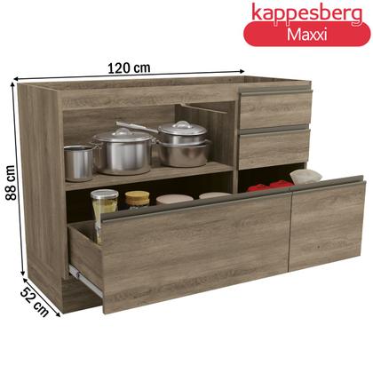 Imagem de Balcão de Cozinha para Pia 120 Cm Maxxi 1 Porta 4 Gavetas Nogal - Kappesberg