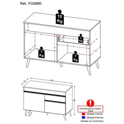 Imagem de Balcão de Cozinha para Pia 120 cm Multimóveis Veneza GB 2 Portas 1 Gaveta FG3680 Preto