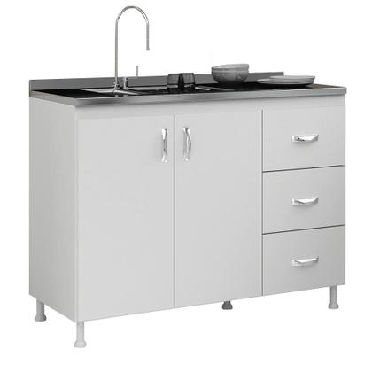 Imagem de Balcão de Cozinha para Pia 120 Cm sem Tampo Cz601 Branco - Evidência Móveis