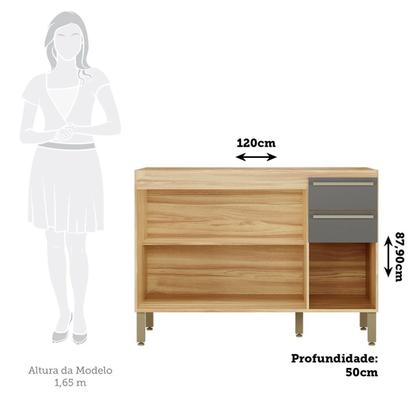 Imagem de Balcão de Cozinha para Pia 120cm com 3 Portas 2 Gavetas sem Tampo 100% Mdf Itália Espresso Móveis