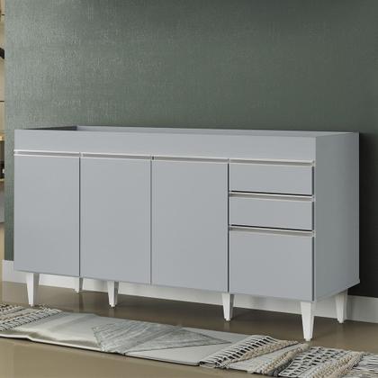 Imagem de Balcão de Cozinha Para Pia 150cm 4 Portas Sem Tampo Marrocos Cinza Claro - Lumil