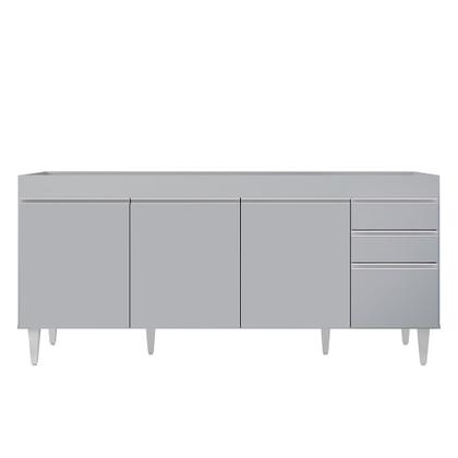 Imagem de Balcão de Cozinha Para Pia 180cm 4 Portas Sem Tampo Dallas Cinza Claro - Lumil