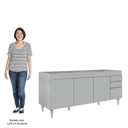 Imagem de Balcão de Cozinha Para Pia 180cm 4 Portas Sem Tampo Dallas Cinza Claro - Lumil