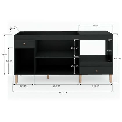 Imagem de Balcão de Cozinha para Pia 3 Portas 2 Gavetas Espaço para Forno e Cooktop Itália Preto - Panorama Móveis