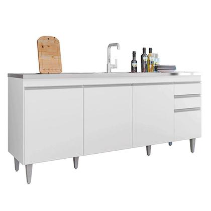 Imagem de Balcão de Cozinha para Pia Apex MDP/BP Branco G96 - Gran Belo