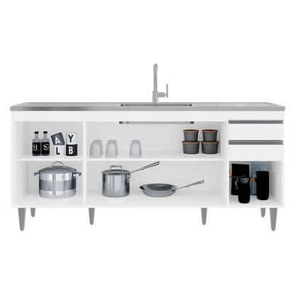 Imagem de Balcão de Cozinha para Pia Apex MDP/BP Branco G96 - Gran Belo
