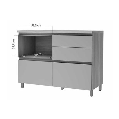 Imagem de Balcão de Cozinha Rainha 1 Porta e 4 Gaveta c/ Tampo 120 cm Nature/Verde - Nesher