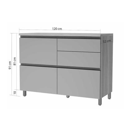 Imagem de Balcão de Cozinha Rainha 1 Porta e 4 Gaveta c/ Tampo 120 cm Nature/Verde - Nesher