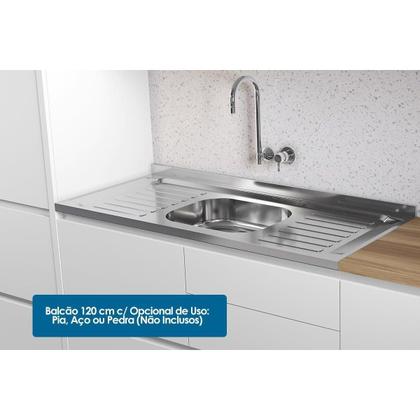 Imagem de Balcão de Cozinha Rainha 1 Porta e 4 Gaveta c/ Tampo 120 cm Nature/Verde - Nesher