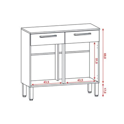 Imagem de Balcão de Cozinha Ripado Nala - MDF/MDP 2 Portas 2 Gavetas com Tampo Incluso - Kits Paraná
