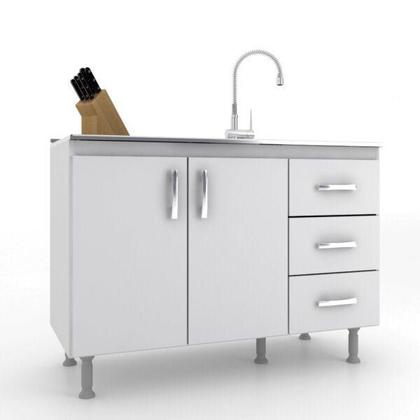 Imagem de Balcão de Cozinha sem Pia e Tampo 2 Portas 3 Gavetas Carolina