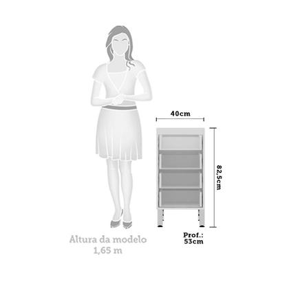 Imagem de Balcão de Cozinha sem Tampo 40cm 4 Gavetas Pérola Luciane Móveis