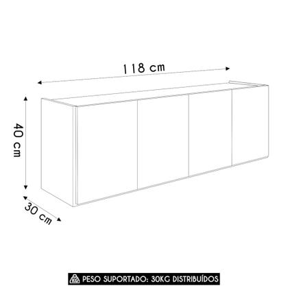 Imagem de Balcão de Cozinha Suspenso 118cm 4 Portas Monna Freijó Z34 - Mpozenato