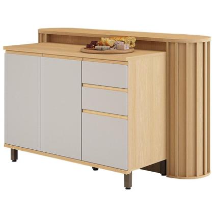 Imagem de Balcão de Cozinha Tampo e Ilha 164cm Pierre Carvalho/Cinza L01 - Mpozenato