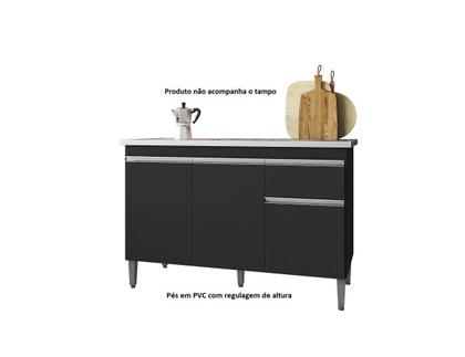 Imagem de Balcão de Cozinha Tatiane 120cm Preto S/Tampo - AJL Móveis