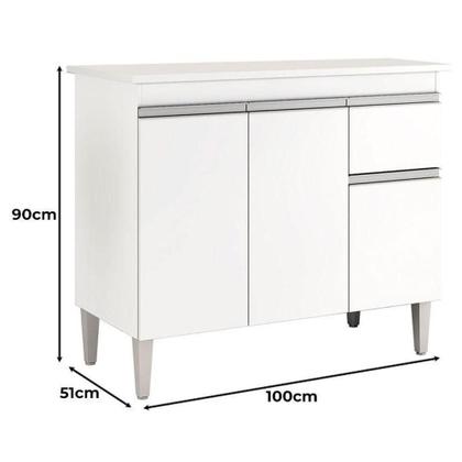 Imagem de Balcão De Cozinha Tatiane Com Tampo 100cm Branco Brilho - Ajl