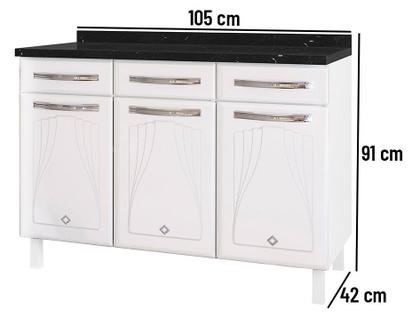 Imagem de Balcão de Cozinha Telasul Aço 3 Portas 3 Gavetas Cristal