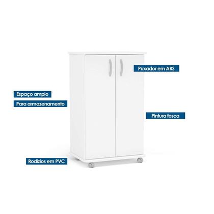 Imagem de Balcão de Escritório Limeira 99 2 Portas c/ Rodízio Branco - Politorno