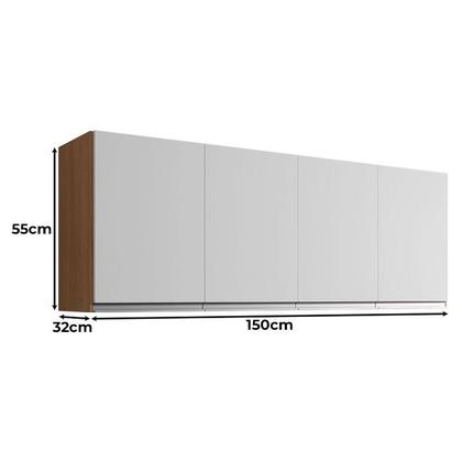Imagem de Balcão de Pia 150cm e Armário Aéreo Andreia Amêndoa Branco - AJL
