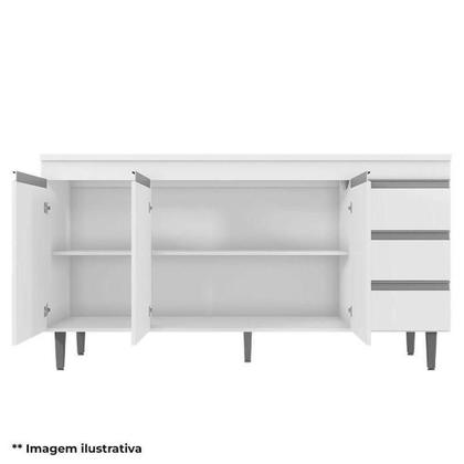 Imagem de Balcão De Pia Ambiente Andréia 160cm Amêndoa Branco - Ajl