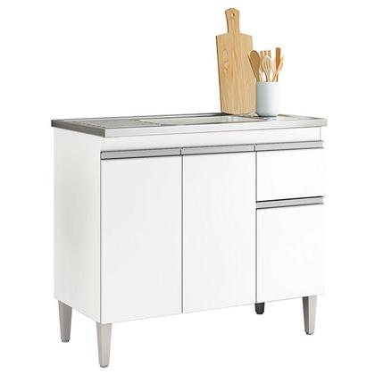 Imagem de Balcão de Pia Ambiente Tatiane 100cm Branco Brilho - AJL