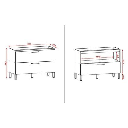 Imagem de Balcão De Pia Ametista 1 Porta Basculante 1 Gaveta 120 Cm Nogueira Off White - Kits Paraná