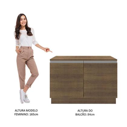 Imagem de Balcão de Pia Armário de Cozinha 120 cm 2 Portas (Com Tampo) Rustic Glamy Madesa