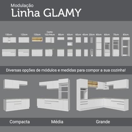 Imagem de Balcão de Pia Armário de Cozinha 150 cm 2 Portas e 2 Gavetas (Sem Tampo e Pia) Branco Glamy Madesa