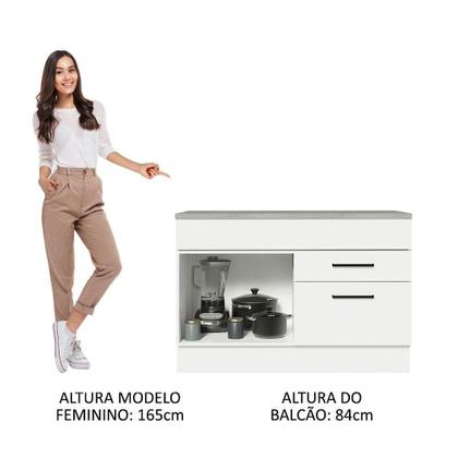 Imagem de Balcão De Pia Cozinha 1 Porta E 2 Gavetas (com Tampo) Branco Agata Madesa Branco