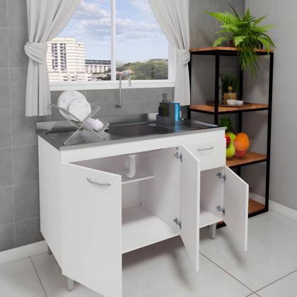 Imagem de Balcão de Pia Cozinha 120cm Armário Gabinete Morgana