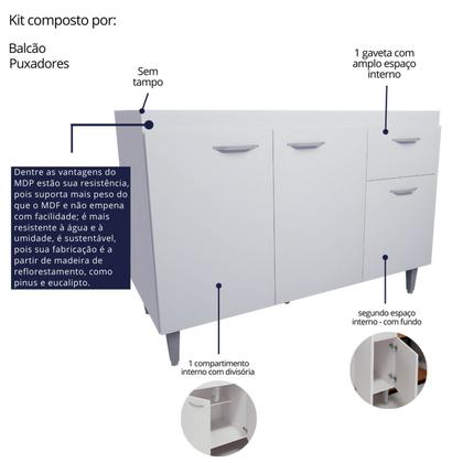 Imagem de Balcão de Pia Cozinha 120cm Armário Gabinete Morgana