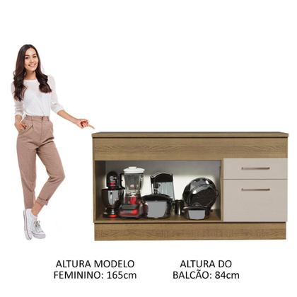 Imagem de Balcão de Pia Cozinha 150 cm 2 Portas e 2 Gavetas (Com Tampo) Rustic/Crema Agata Madesa