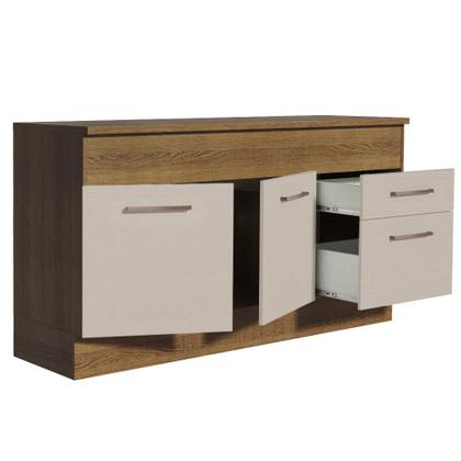 Imagem de Balcão de Pia Cozinha 150 cm 2 Portas e 2 Gavetas (Com Tampo) Rustic/Crema Agata Madesa