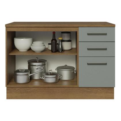 Imagem de Balcão de Pia Cozinha 2 Portas e 3 Gavetas (Com Tampo) Rustic/Cinza Agata Madesa