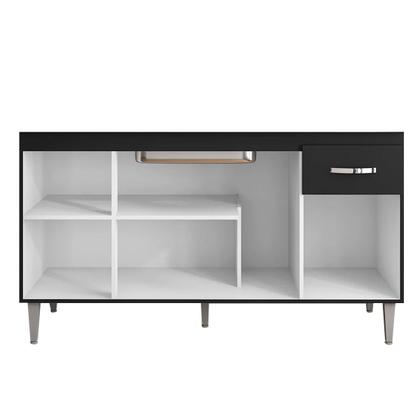 Imagem de Balcão de Pia Cozinha 4 Portas Gabriela 150 cm Preto Fosco 1879 Sem Tampo AJL Móveis