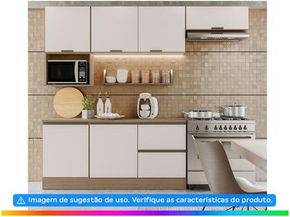 Imagem de Balcão de Pia Deslocada 1 Portas 3 Gavetas (Com Tampo) 120cm Etna Carvalho Oak Off White - SSX Multicoisas