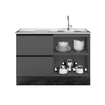 Imagem de Balcão de Pia Deslocada 1 Portas 3 Gavetas (Sem Tampo) 120cm Etna Grafite - SSX Multicoisas