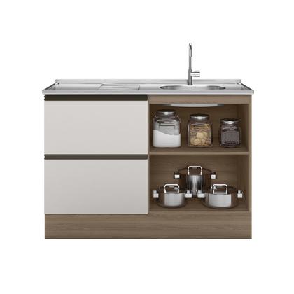 Imagem de Balcão de Pia Deslocada 1 Portas 3 Gavetas (Sem Tampo) 120cm Etna - SSX Multicoisas