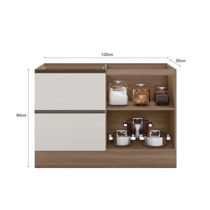 Imagem de Balcão de Pia Deslocada 1 Portas 3 Gavetas (Sem Tampo) 120cm Etna - SSX Multicoisas